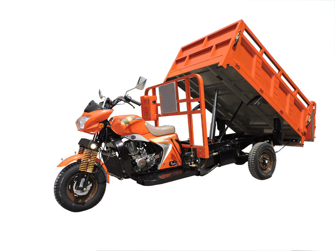 O veículo com rodas alaranjado de 200cc 250cc três/três roda a motocicleta da carga com telhado da carga